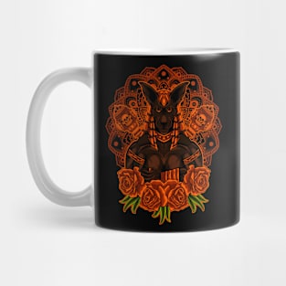 Anubis god mandala roses Mug